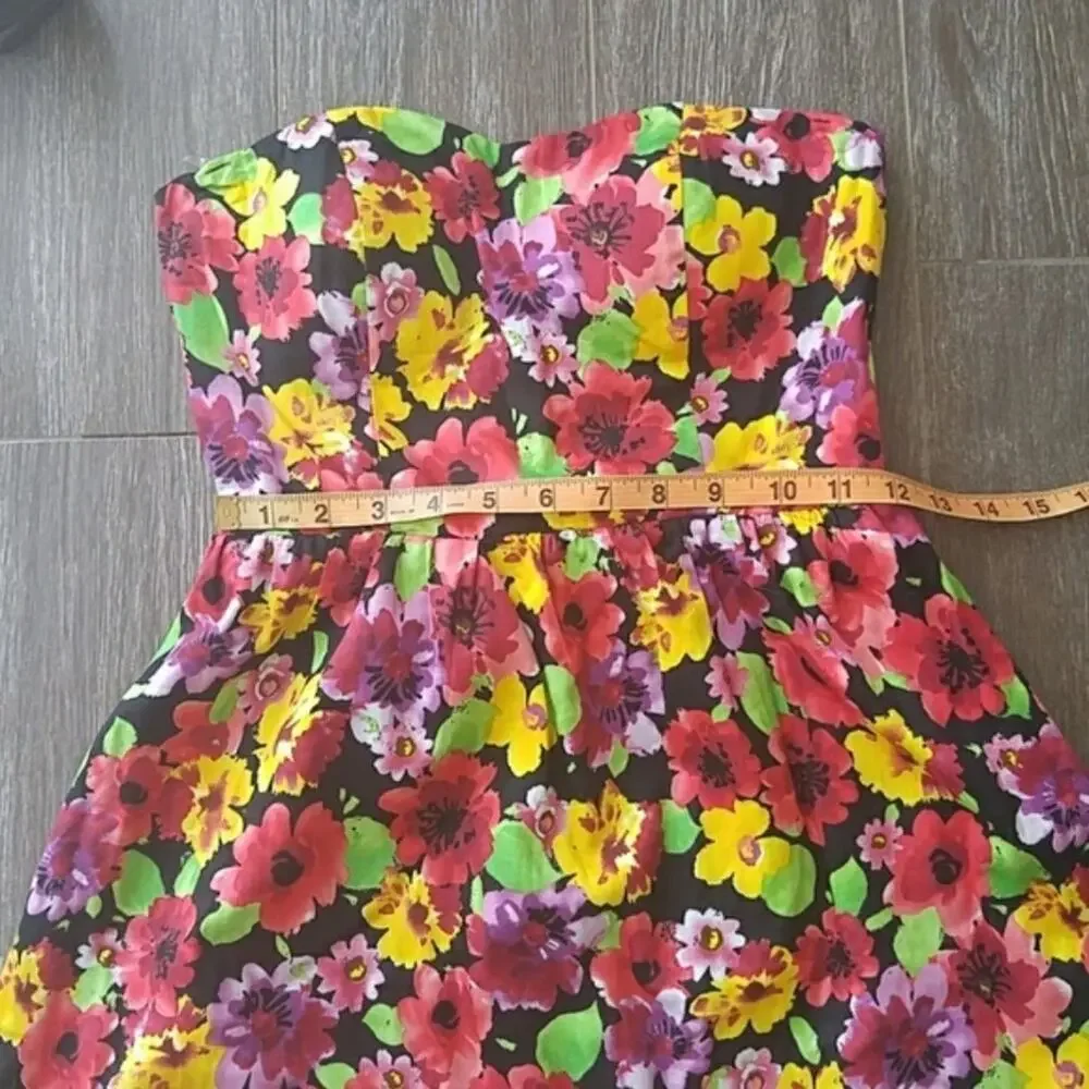 NWT PANAMA JACK Strapless Floral fit & flare Summer colorful dress size small